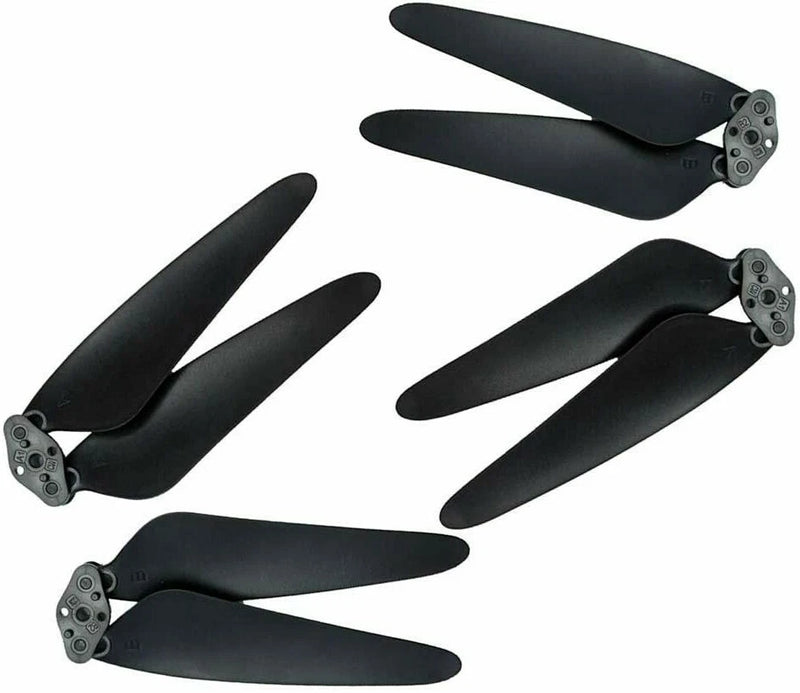 Set of black drone propeller blades with hub mounts