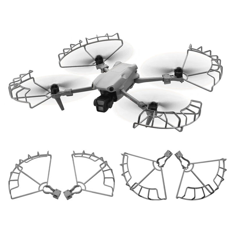 Propeller blade guard set with half-wrap protector rings for quadcopter propellers