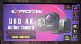 Exprotrek UHD 4K Action Camera Duel Color Screen Display 40m Waterproof