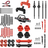 RC roof light mounting and adapter parts kit with servo link rods, red and black hardware