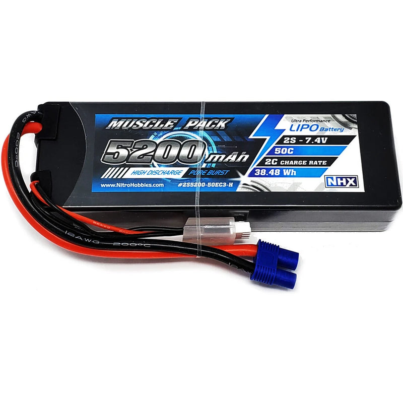 NHX Muscle Pack 2S 7.4V 5200mAh 50C Hard Case Lipo Battery w/ EC3 Connector Battery