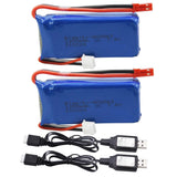 Blomiky 2 Pack 7.4V 1200mAH Lipo Battery Pack with JST Plug and USB Cable Rep... Battery