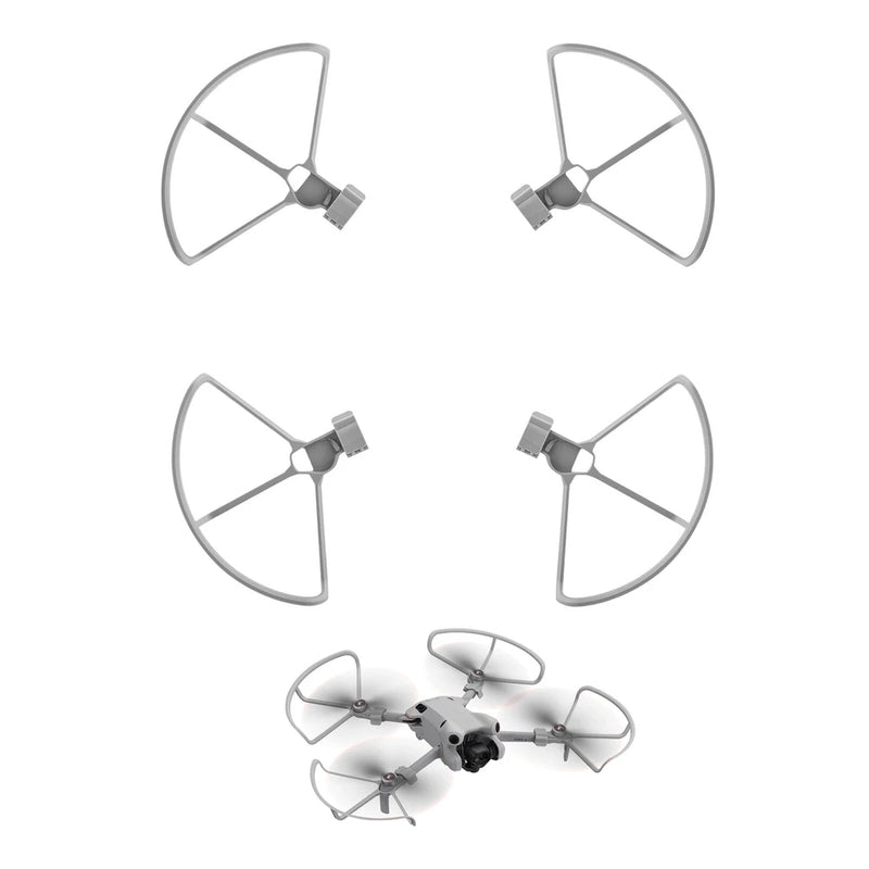 Set of 4 drone propeller guard rings with mounting hubs, silver gray