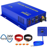 Car Power Inverter 2000W DC 24V To AC 120V Pure Sine Wave Solar Converter Remote