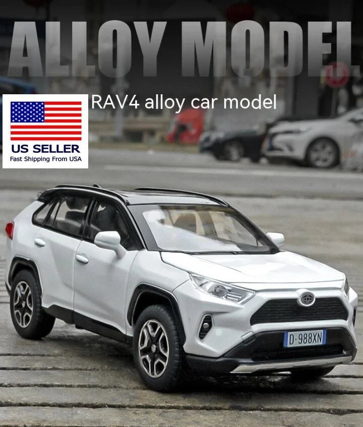 RAV4 SUV DIECAST BRAND NEW WHITE CAR MODEL W/ SOUND & LIGHT HTF VEHICLE TOY GIFT