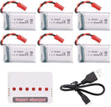 6pcs 3.7V 650mAh Lipo Battery for Mini Orion Drone JST Connector + USB Charger