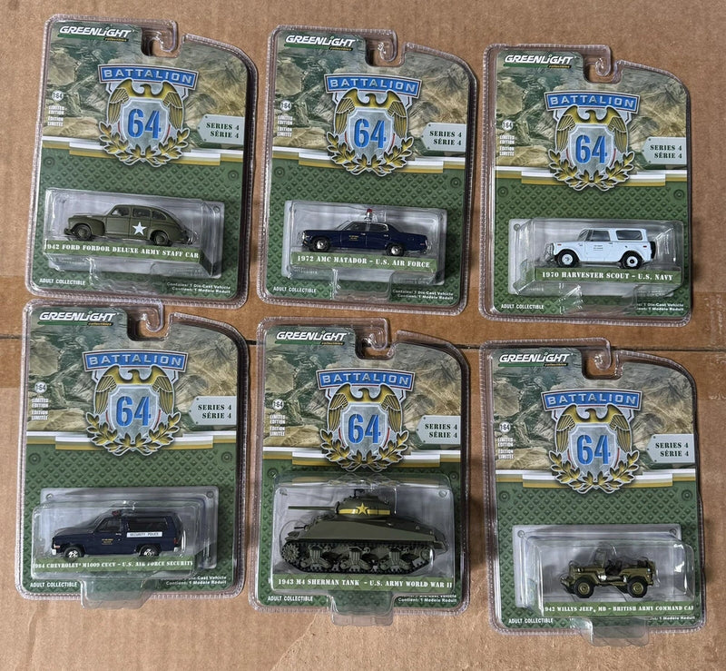"BATTALION 64" SERIES 4, SET OF 6 PIECES 1/64 DIECAST MODELS BY GREENLIGHT 61040
