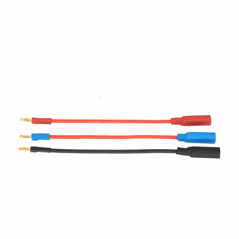 RC ESC bullet connector wires set: red, blue, and black leads with gold tips