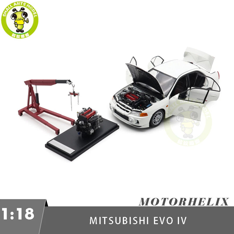 1/18 MOTORHELIX Mitsubishi Lancer EVO IV White Diecast Model Car