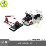 1/18 MOTORHELIX Mitsubishi Lancer EVO IV White Diecast Model Car