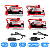 4x7.4V Lipo Battery Deans T Plug USB Battery Charger for RC Car Truck Buggy Boat