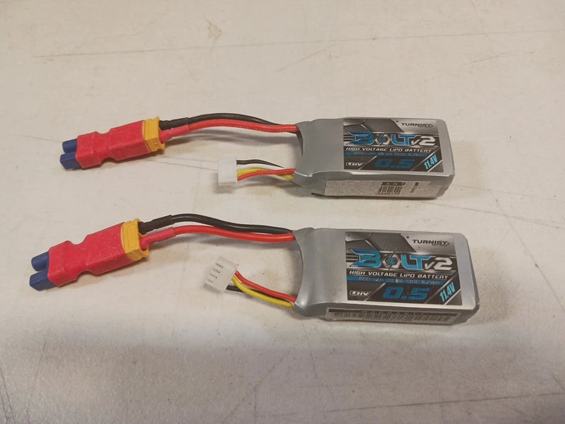 Turnigy 500mAh 2S LiPo Battery Pack 7.4V 20C 30C JST Connector Plug (X2) Battery