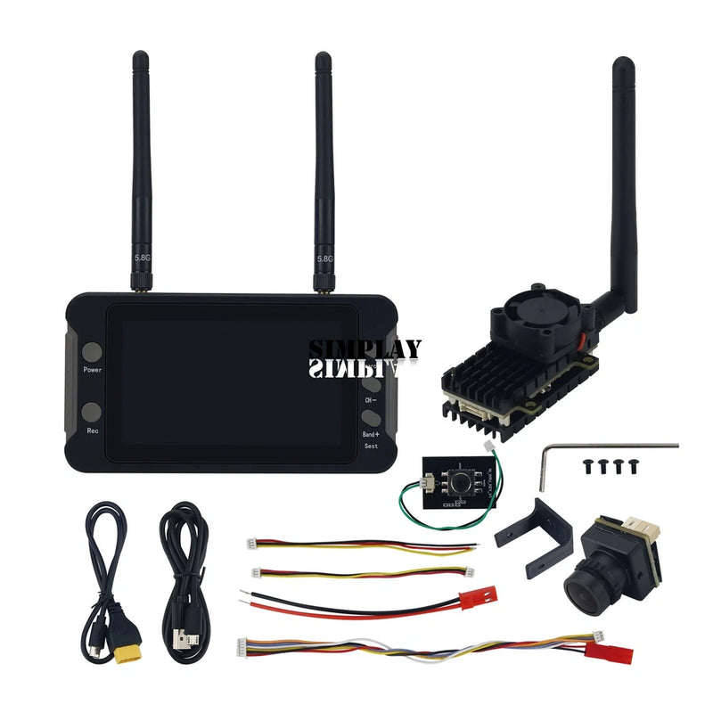 NEW 5.8G 2000mW Wireless Video Transmission System FPV TX RX 4.3" IPS Screen Set