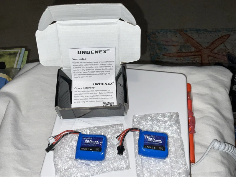 URGENEX 3.7V LI-ION BATTERY 850 MAH RECHARGEABLE WITH JST PLUG X2 FOR  MJX Battery