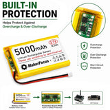 5000mAh LiPo rechargeable battery with built-in protection PCB and PH2.0-style plug