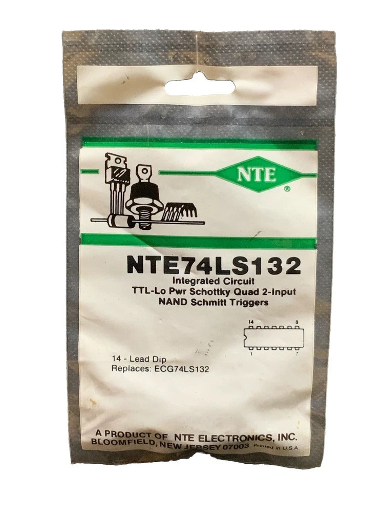 NTE74LS132 IC TTL-Lo Pwr Schottky Quad 2-Input NAND Schmitt Triggers DIP14