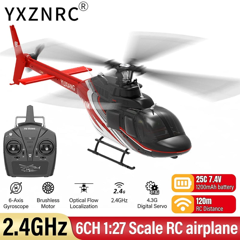 YUXIANG F08 RC Helicopter Bell-206 2.4G 6CH 6-Axis Gyro Brushless Motor Airplane