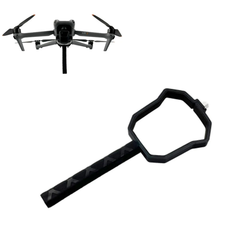 Drone lens shooting bracket holder, black octagonal frame with handle