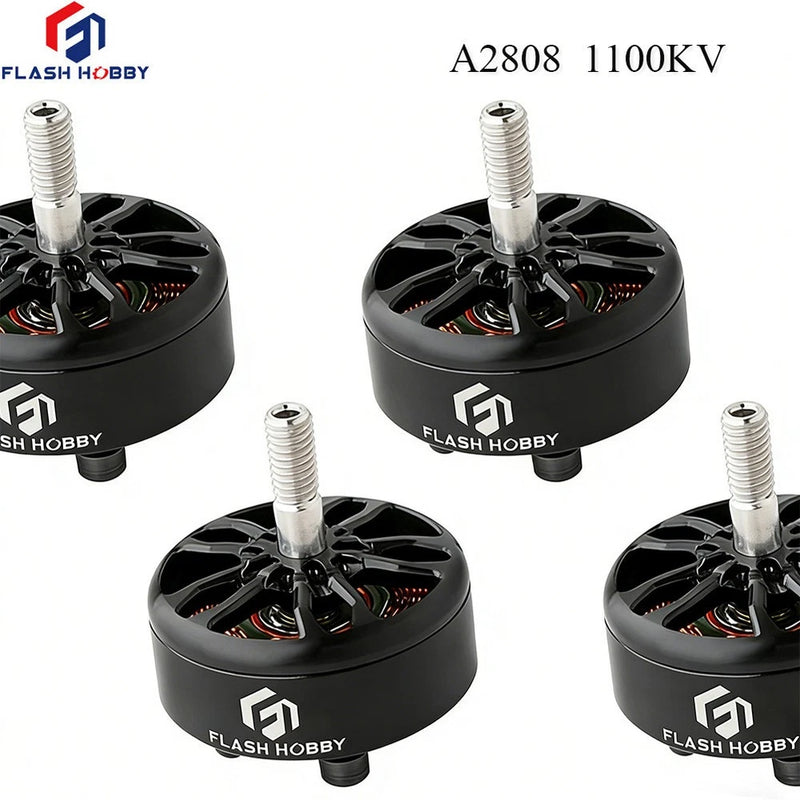 Set of four A2808 1100KV brushless RC motors, black bell with mounting screws
