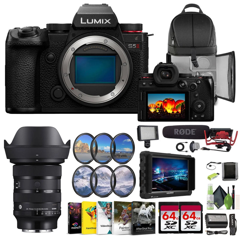 Panasonic Lumix S5II Mirrorless Camera + Sigma 24-70mm DN II Art Lens + More