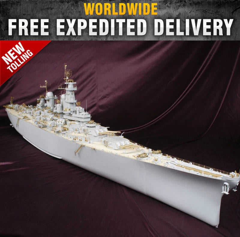 1/200 USS Missouri detail-up value pack model ship with white hull and deck details