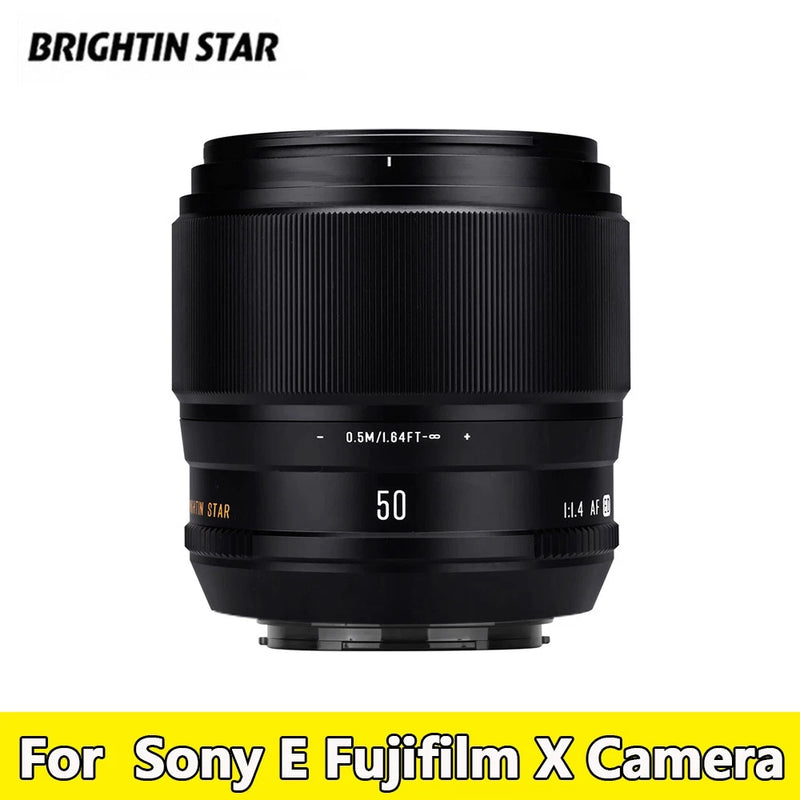 Brightin Star 50mm F1.4 Auto Focus Lens for Sony E Fujifilm Fuji X-mount Camera