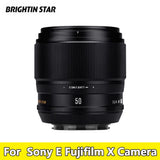 Brightin Star 50mm F1.4 Auto Focus Lens for Sony E Fujifilm Fuji X-mount Camera