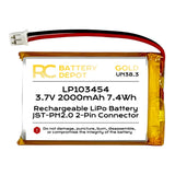 Lithium Polymer Battery 3.7V 2000mAh 103450 Lipo Rechargeable Battery Battery