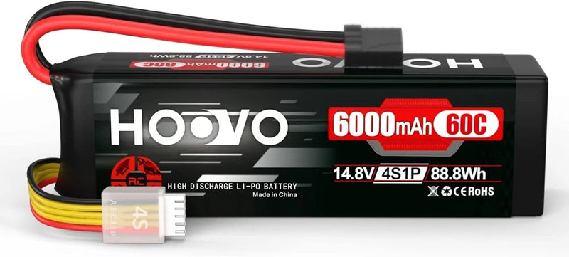 HOOVO 4S 14.8V 6000mAh 60C LiPo Battery Pack RC Car Truck Drone Battery