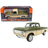 1969 Ford F-100 Pickup Truck Green & Cream 1:24 Diecast Model Motormax 79315