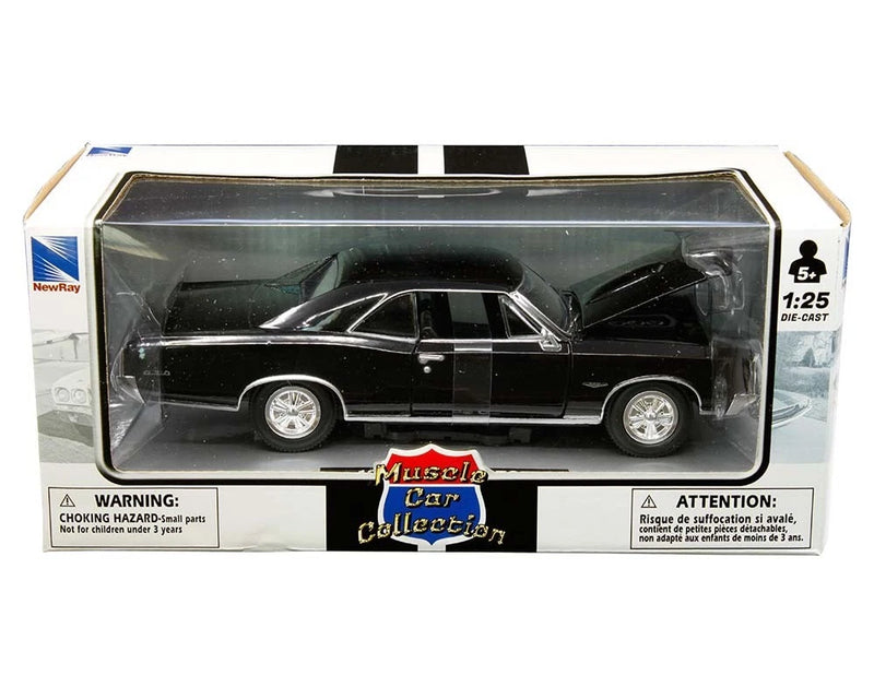 NEW RAY 1966 PONTIAC GTO 1/25 DIECAST MODEL CAR BLACK 71853 B