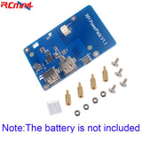 Blue lithium battery power expansion board with USB and pin headers, with screws