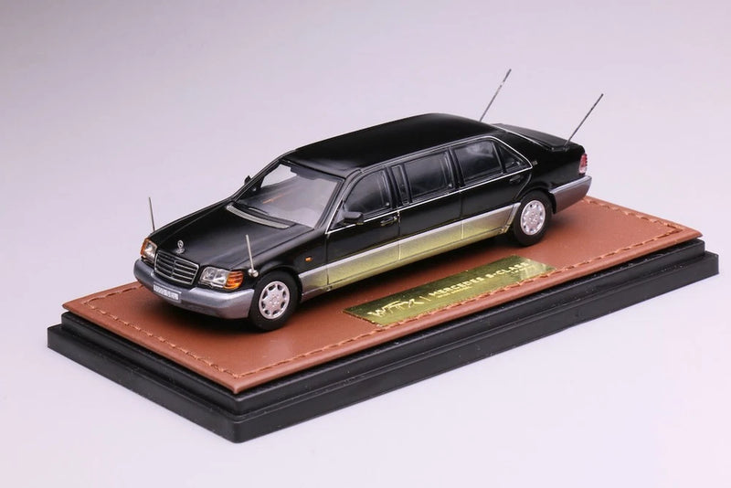 WTX 1:64 1994 Black 600Sel W140 Luxury Limousine Model Diecast Display Car
