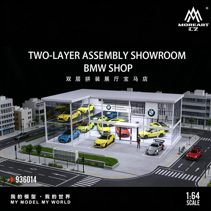 Diorama 1/64 Scale Diecast Car Garage Model LED Street Building Display Case US