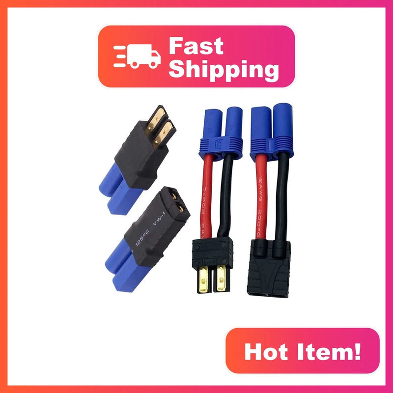 JIECHUN Traxxas to EC5 LiPo Battery Connector Adapter, 2 Pairs Battery