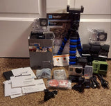 GoPro Hero 3 accessory bundle with dual charger, waterproof case, tripod, camo skin