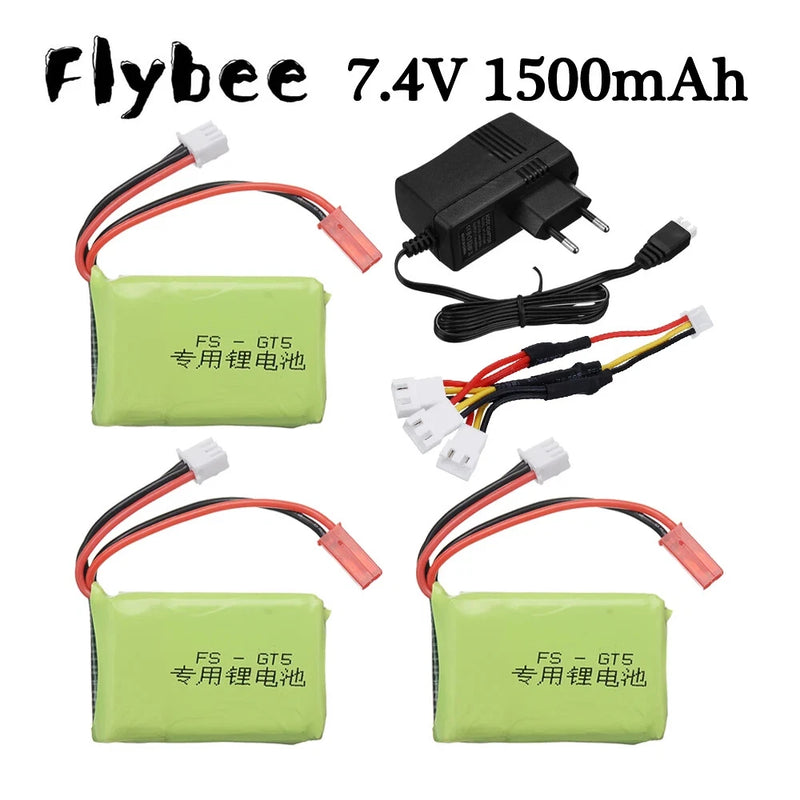 3¡Á 7.4V 1500mAh Lipo battery for FS-GT5 2.4G 6CH Transmitter FPV Racing RC Drone