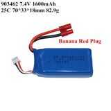 1600mAh 7.4V Banana Plug Battery for WLtoys A949 V912 V353 k929 V262 L959 T23 T5 Battery