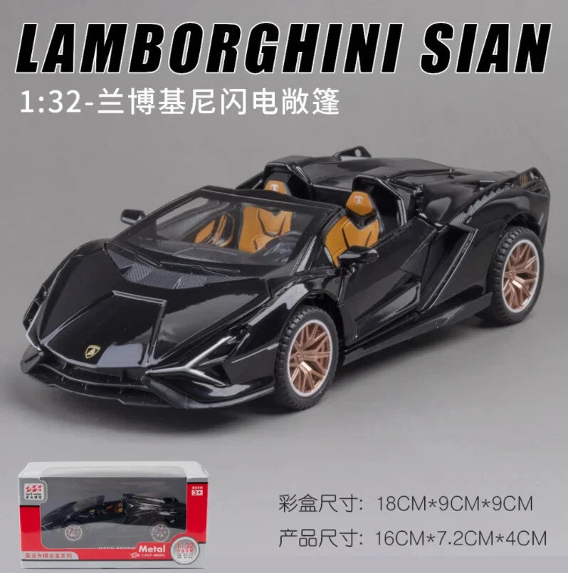 1:32 Lamborghini Sian Convertible Supercar Alloy Car Model Diecast Toy Vehicle