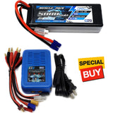 NHX Muscle Pack 3S 11.1V 5000mAh 50C Hard Case Lipo Battery w/ EC3 / EZ6 Charger Battery