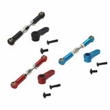 RC steering servo linkage rod set with metal ends and mounting screws, blue red black