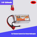 1Pc 7.4V 1500mAh 100C 2S RC Li-Po Battery T Plug for RC Car Drone Helicopter