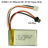 850mAh 7.4V 20C 703048 SM Plug LiPo Battery For RC Quadcopter Drone Warranty