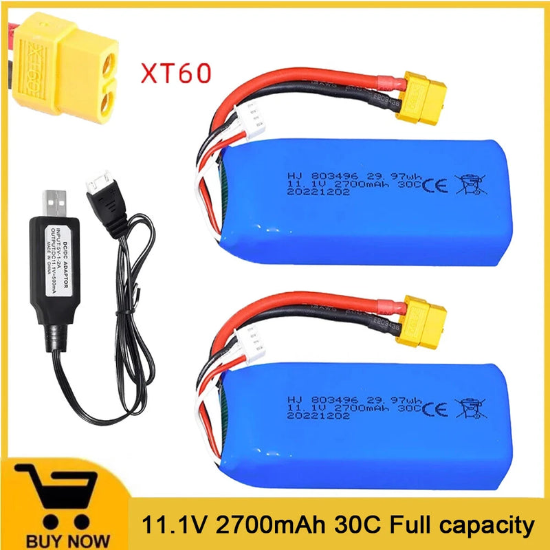 11.1V 2700mAh lipo battery XT60 Plug For Wltoys X380 V303 V939 Cheerson CX-20 RC Battery