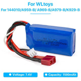 7.4V 1500mAh Lipo Battery T plug for WLtoys A959-B/A969-B/A979-B 144001 RC cars