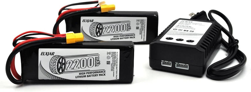 2 Pack 11.1V 2200mAh 35C Li ion Battery XT60 Plug for FPV Drone RC Aircraft