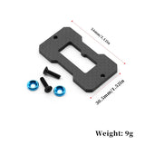 Black carbon fiber servo mount reinforcement plate with cutout, holes, and included screws