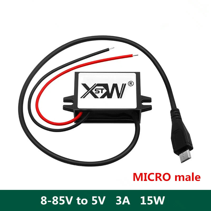 8-85V to 5V 3A 15W converter 12V~72V to 5V car phone MICRO male charger