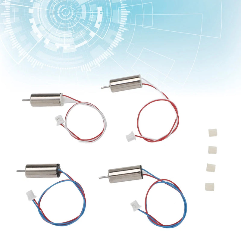 Set of 4 aluminum motor terminals with red, blue, and white wire leads