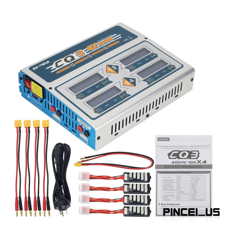 Battery Balance Charger EV-PEAK CQ3 100W 10A 1-6S f/ LiPo LiFe NiMH NiCd Battery Battery